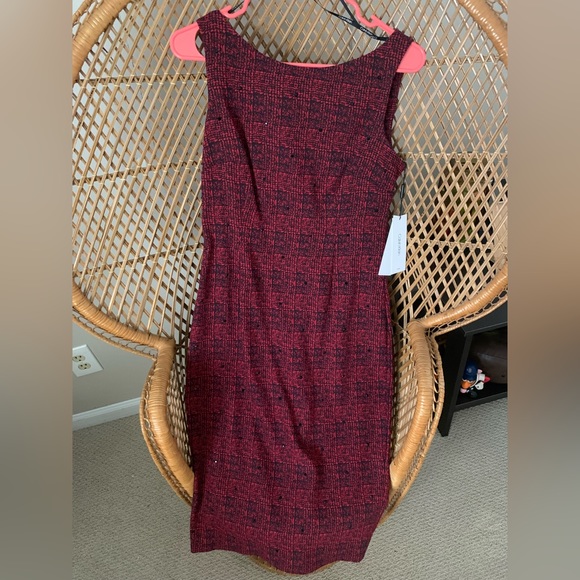 NWT - Calvin Klein - Burgundy with Black Embellishments Dress - Picture 2 of 5